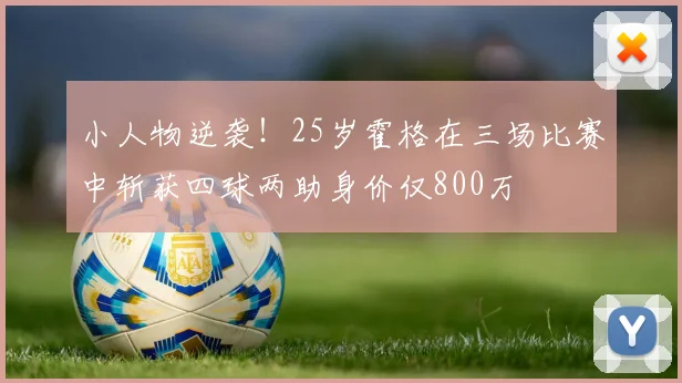 小人物逆袭！25岁霍格在三场比赛中斩获四球两助身价仅800万